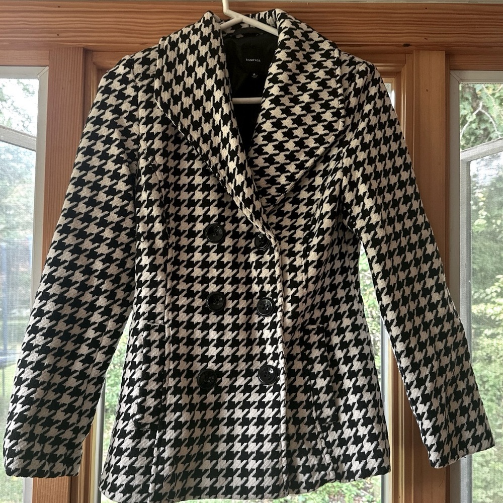 Womens Black and White Rampage Pea Coat Size Medium